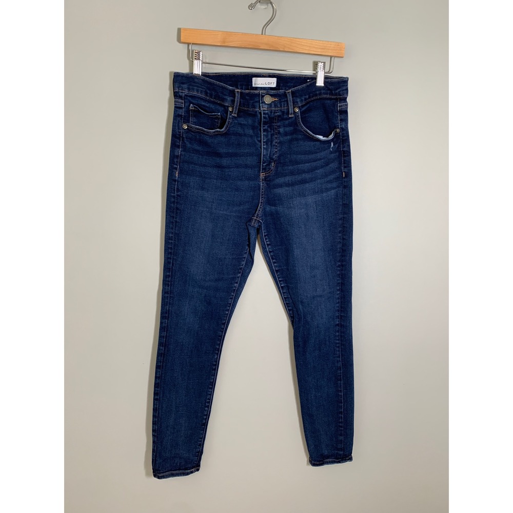 LOFT High Waist Skinny Jeans Women 10/30 Dark Wash Denim Stretch